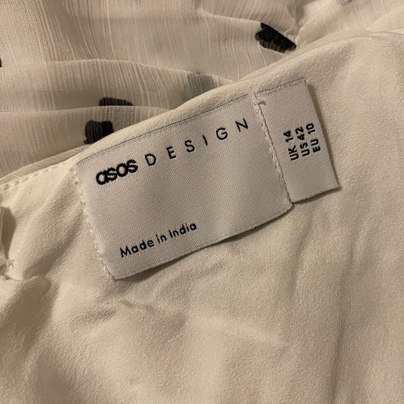 ASOS DESIGN ruched bodycon mini dress with balloon sleeves in polka dot size 10 - Picture 9 of 9